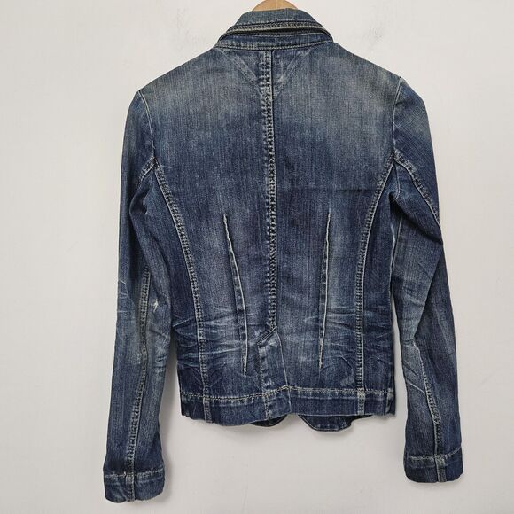 TOMMY HILFIGER Vintage Women's Blue Denim Blazer Jeans Jacket Size XS - Picture 5 of 7